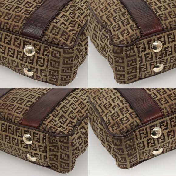 FENDI Zucchino Canvas Tote Bag Beige Gold - Picture 10 of 12